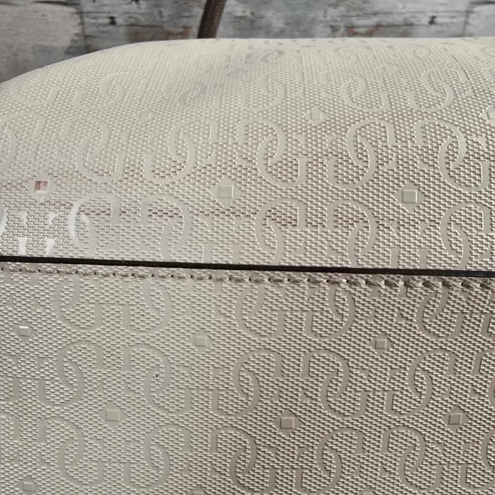Guess Hula Girl Uptown Purse Shoulder Tote Bag White Faux Leather - Picture 10 of 16